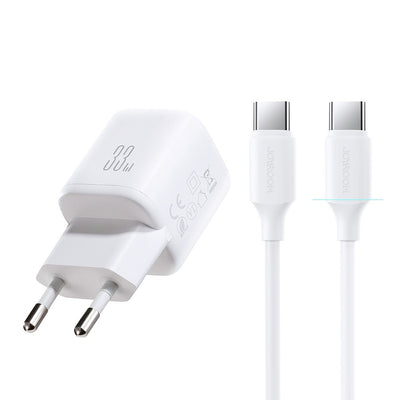 Įkroviklis Joyroom JR-TG7 33W USB-C/USB-A + USB-C to USB-C 60W 1.0m cable baltas