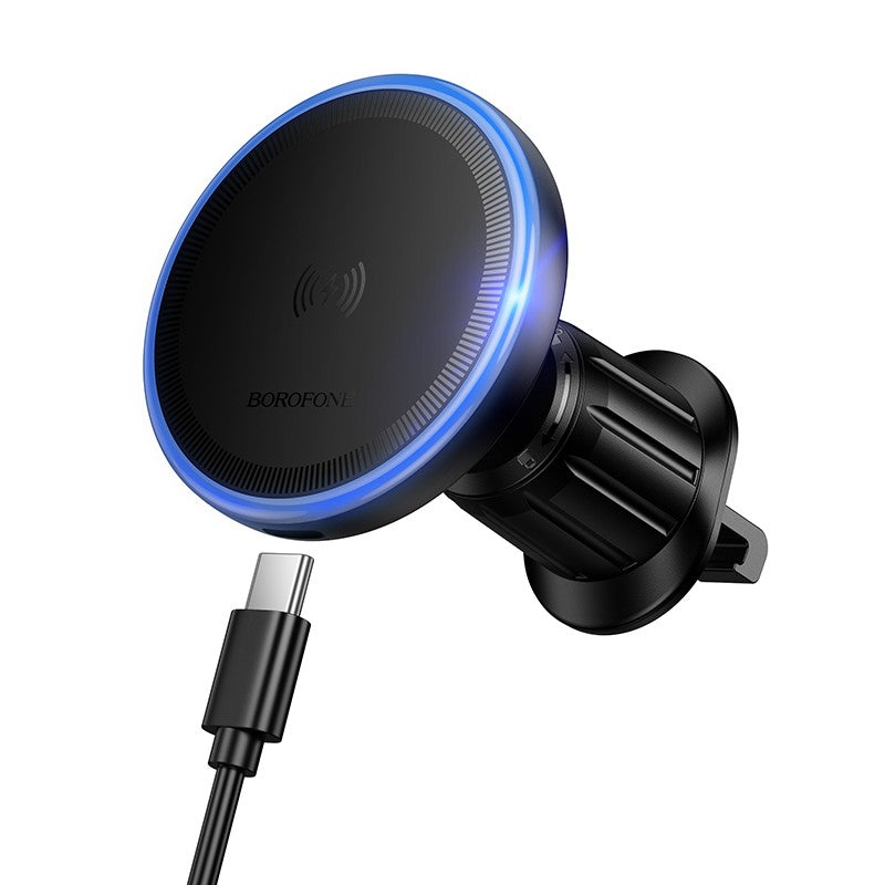 Automobilinis laikiklis-įkroviklis Borofone BH224 Magsafe 15W juodas