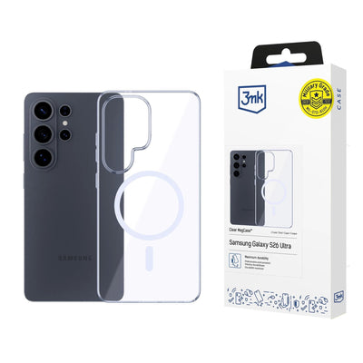 Telefono dėklas su magnetiniu žiedu ir pakuote, pritaikytas Samsung Galaxy S23 Ultra.