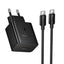 Įkroviklis Hoco N77 45W USB-C + USB-C to USB-C cable 1.0m juodas