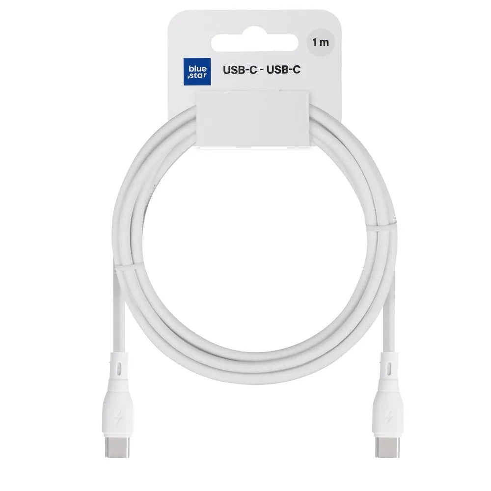 USB kabelis Blue Star PJ73-13-3 USB-C to USB-C 60W 1.0m baltas