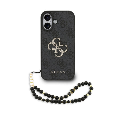 Dėklas Guess PU 4G Metal Logo Strap Apple iPhone 17 juodas