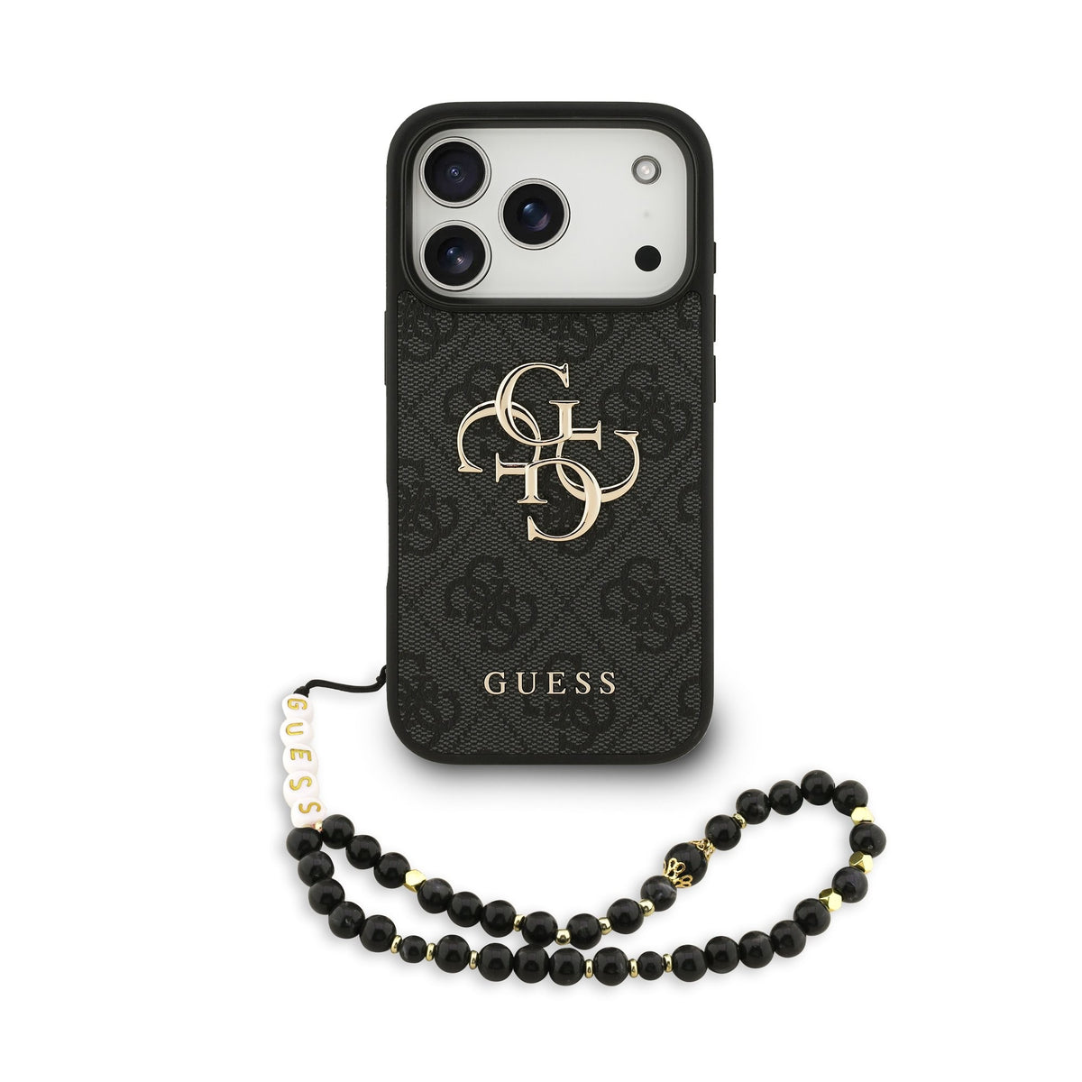 Dėklas Guess PU 4G Metal Logo Strap Apple iPhone 17 Pro Max juodas
