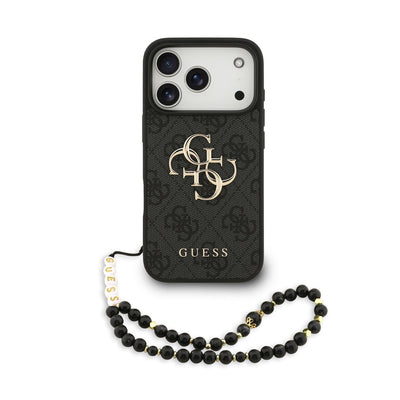 Dėklas Guess PU 4G Metal Logo Strap Apple iPhone 17 Pro Max juodas