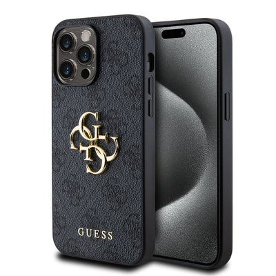 Dėklas Guess PU 4G Metal Logo Apple iPhone 14 Pro Max pilkas