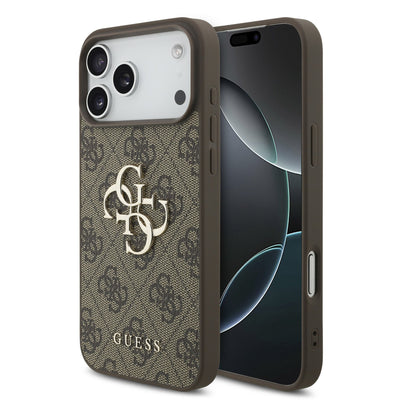Dėklas Guess PU 4G Metal Logo Apple iPhone 17 Pro Max rudas