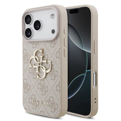 Dėklas Guess PU 4G Metal Logo Apple iPhone 17 Pro rožinis