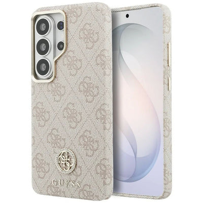 Dėklas Guess PU Leather 4G Strass Logo Gold Frame Magnetic Samsung S948 S26 Ultra rožinis