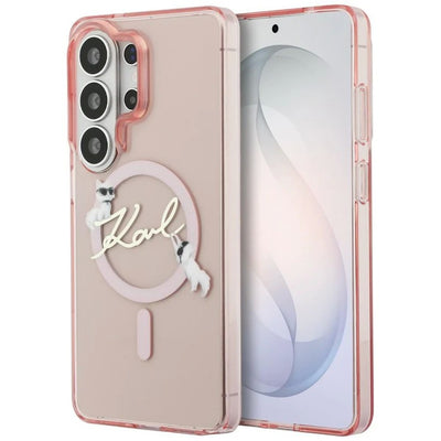 Dėklas Karl Lagerfeld IML Choupette Karl Script Logo Magnetic Samsung S948 S26 Ultra rožinis