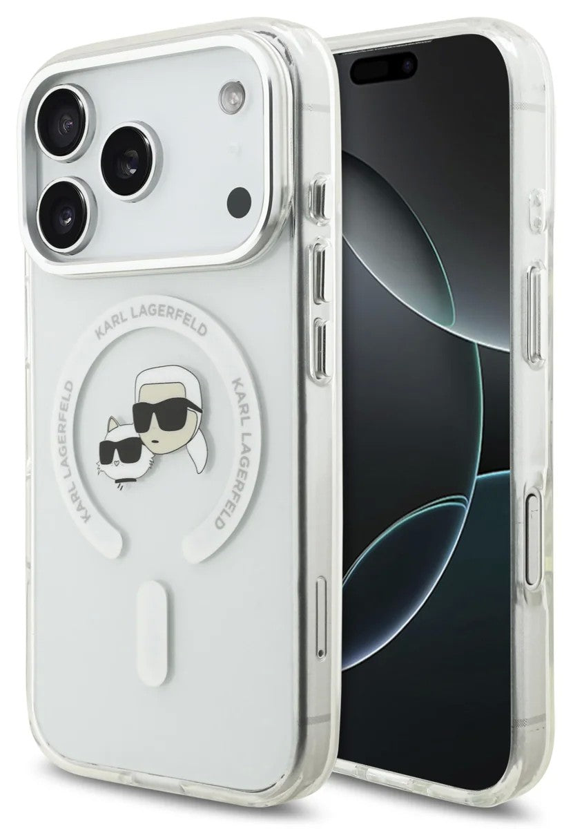 Dėklas Karl Lagerfeld IML K&CH Heads Metal Frame MagSafe Apple iPhone 17 Pro Max