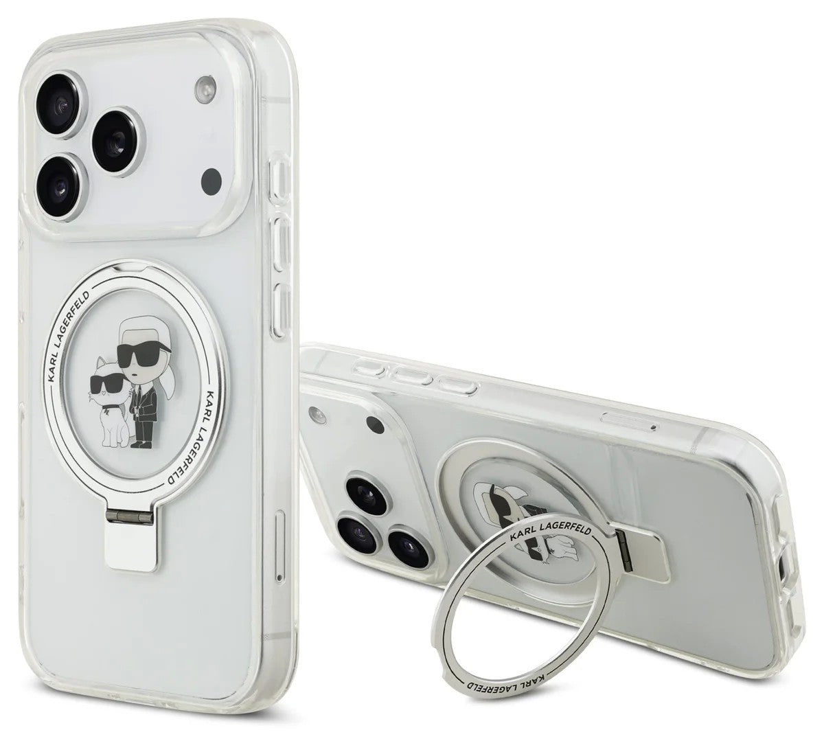 Dėklas Karl Lagerfeld Ringstand Karl and Choupette MagSafe Apple iPhone 17 Pro