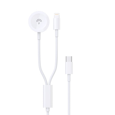USB kabelis Dudao A12MAX-2in1 USB-C to iWatch/Lightning 20W 1.2m baltas