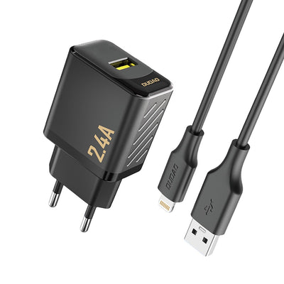 Įkroviklis Dudao A23L 12W USB-A + USB-A to Lightning cable 1.0m juodas