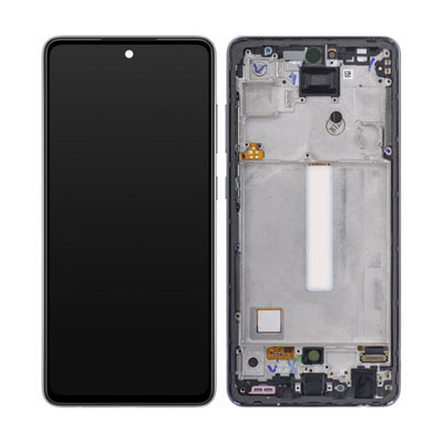 Ekranas Samsung A525 A52 4G/A526 A52 5G su lietimui jautriu stikliuku ir rėmeliu originalus Awesome Black (service pack)