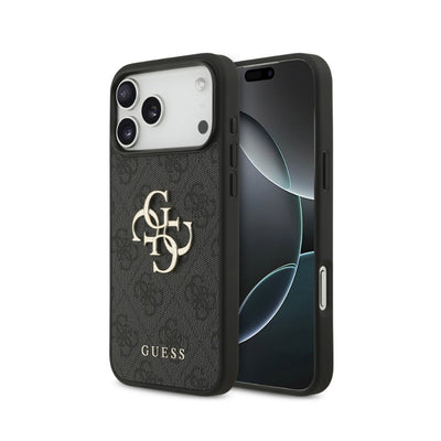Dėklas Guess PU 4G Metal Logo Apple iPhone 18 Pro pilkas