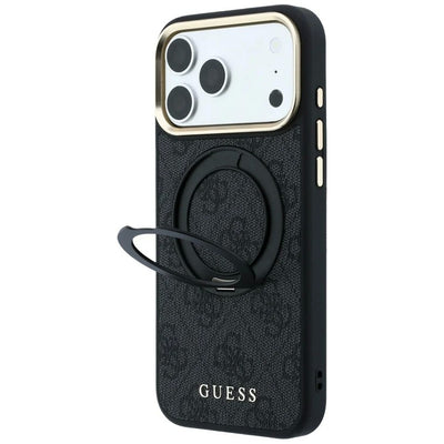 Dėklas Guess PU 4G Ring Stand MagSafe Apple iPhone 18 Pro Max juodas