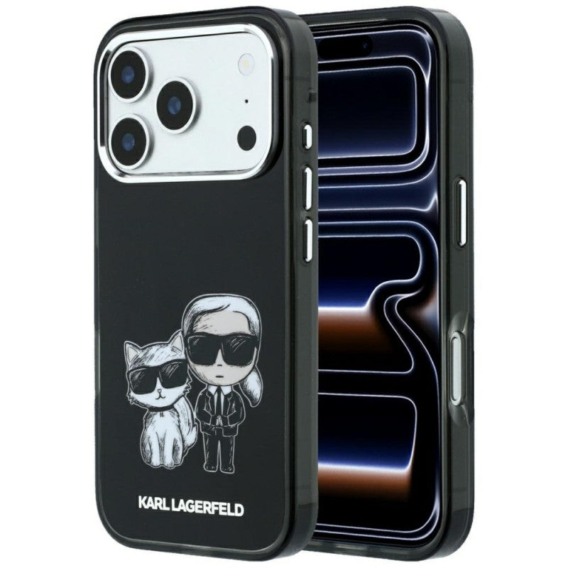 Dėklas Karl Lagerfeld PU Semi Wrap Smooth Sketch Bodies MagSafe Apple iPhone 18 Pro juodas