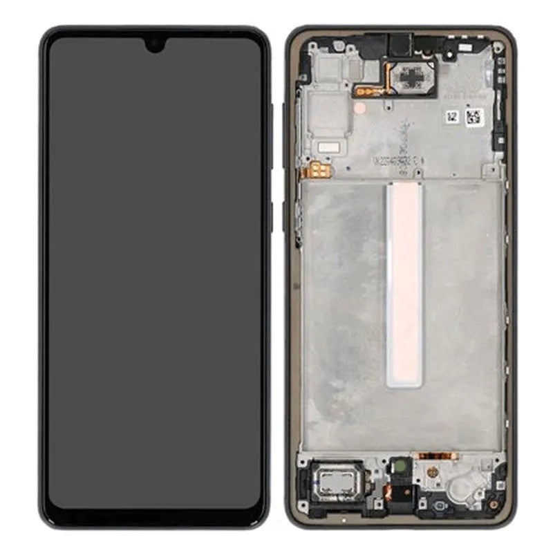 Ekranas Samsung A336 A33 5G su lietimui jautriu stikliuku ir rėmeliu originalus Awesome Black (service pack)