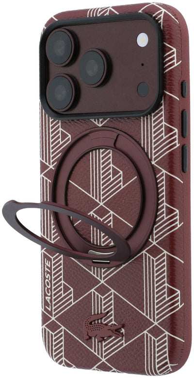 Dėklas Lacoste PVC Semi Wrap Blend Ring Stand MagSafe Apple iPhone 18 Pro tamsiai raudonas