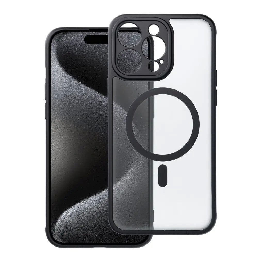 Dėklas Matte MagSafe Apple iPhone 15 Pro Max juodas